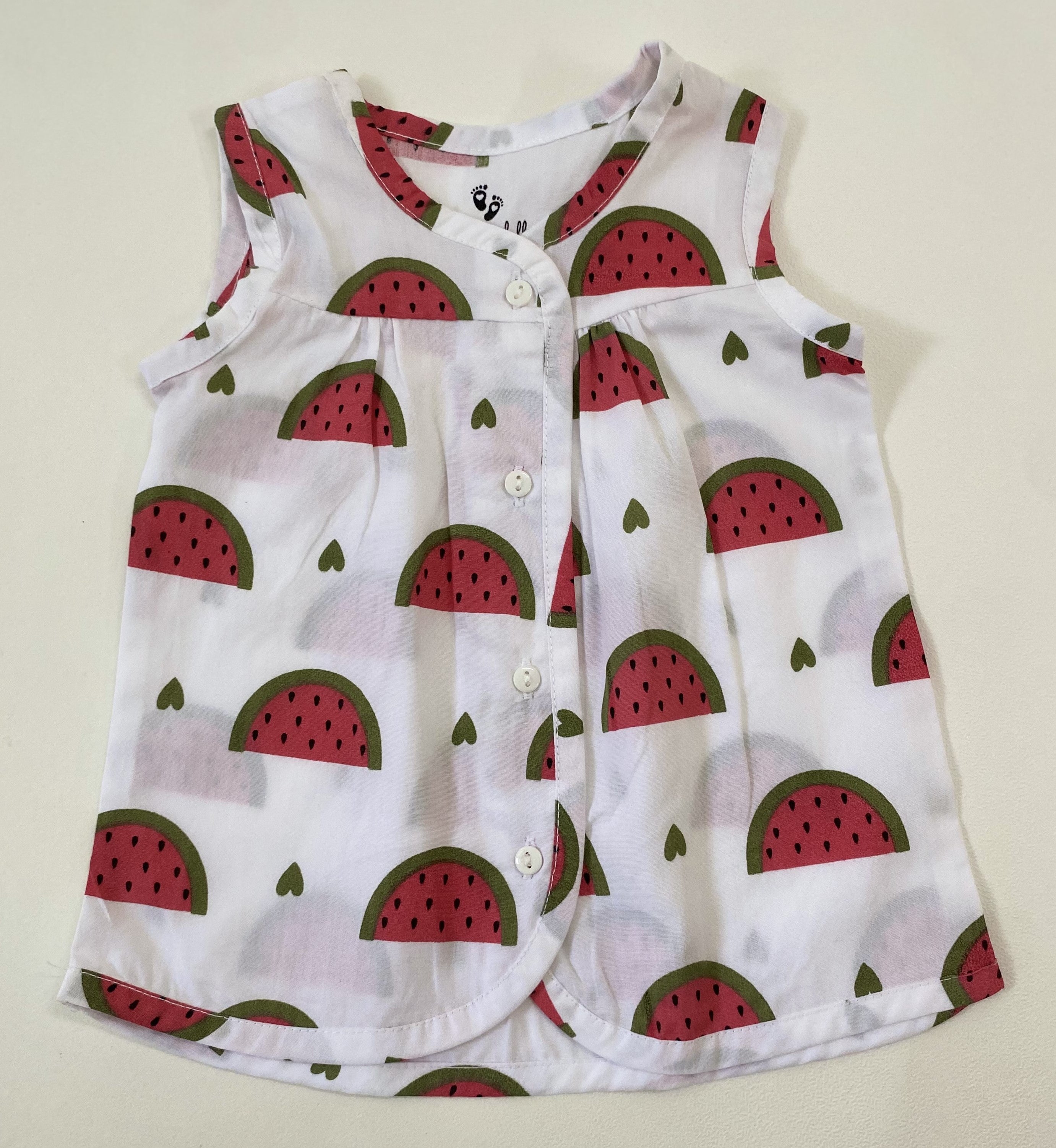 MulMul cotton Frock - Watermelon sugar 3-6M