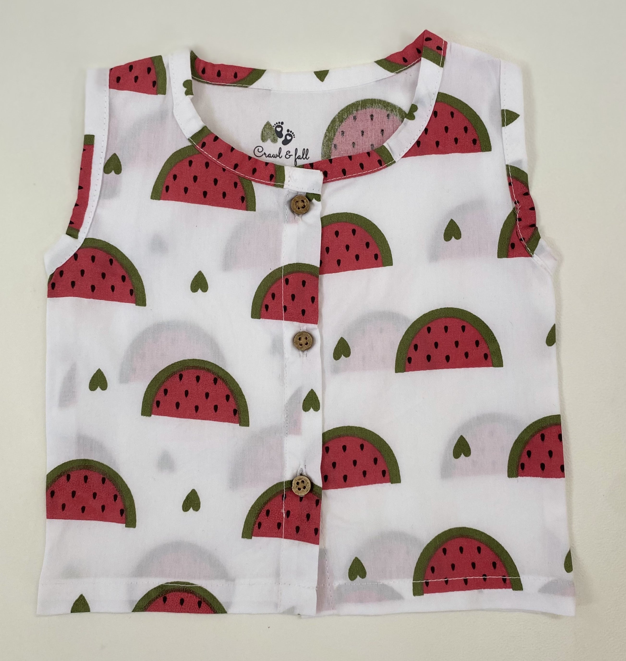 MulMul Cotton Jhabla- Watermelon sugar 3-6M