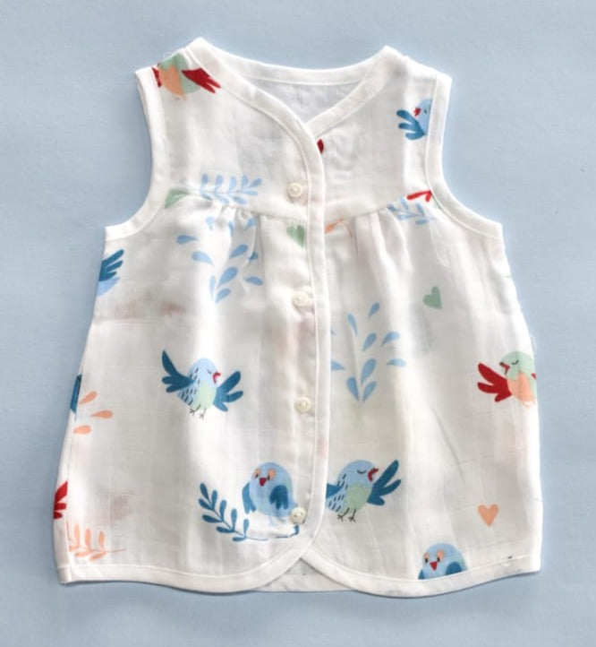 Muslin Frock 3-6 - Blue bird